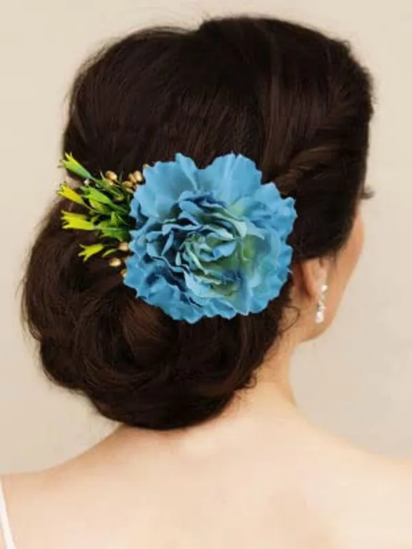 Blue_Floral_Comb_Slide_Hairpin_For_Women_(14_X_8_X_1_Cm)