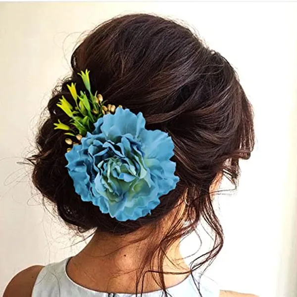 Blue_Floral_Comb_Slide_Hairpin_For_Women_(14_X_8_X_1_Cm)