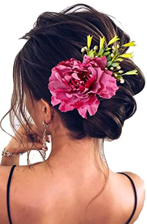 Red_Floral_Comb_Slide_Hairpin_For_Women_(14_X_8_X_1_Cm)