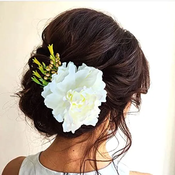 White_Floral_Comb_Slide_Hairpin_For_Women_(14_X_8_X_1_Cm)