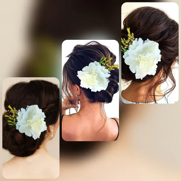 White_Floral_Comb_Slide_Hairpin_For_Women_(14_X_8_X_1_Cm)