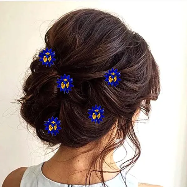 Blue_Trendy_Stone_Added_Flower_Shaped_Hair_Accessories_(14_X_8_X_1_Cm)