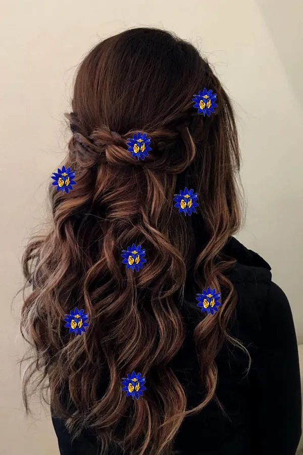 Blue_Trendy_Stone_Added_Flower_Shaped_Hair_Accessories_(14_X_8_X_1_Cm)