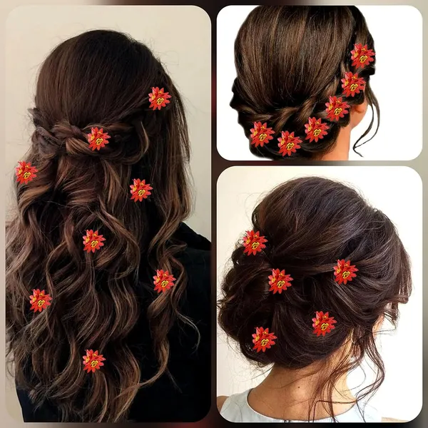 Carrot_Red_Trendy_Stone_Added_Flower_Shaped_Hair_Pin_(14_X_8_X_1_Cm)