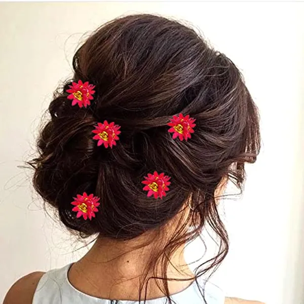 Dark_Pink_Trendy_Stone_Added_Flower_Shaped_Hair_Accessories_(14_X_8_X_1_Cm)