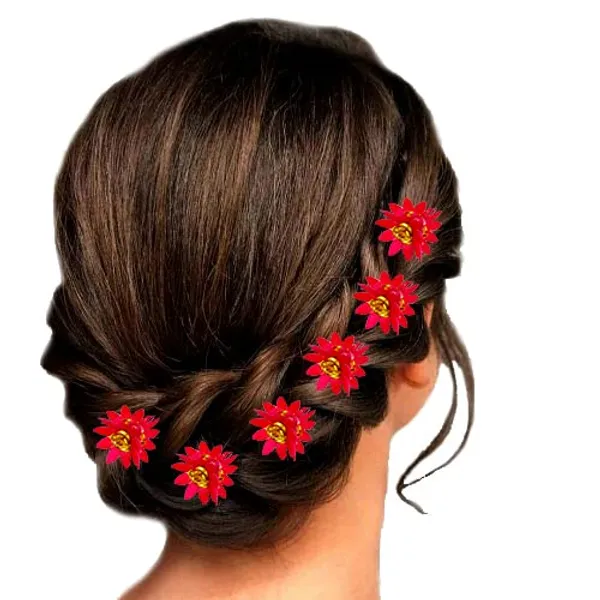 Dark_Pink_Trendy_Stone_Added_Flower_Shaped_Hair_Accessories_(14_X_8_X_1_Cm)