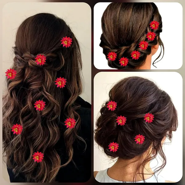 Dark_Pink_Trendy_Stone_Added_Flower_Shaped_Hair_Accessories_(14_X_8_X_1_Cm)