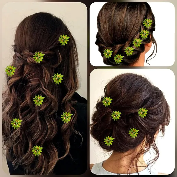 Light_Green_Trendy_Stone_Added_Flower_Shaped_Hair_Pin_(14_X_8_X_1_Cm)