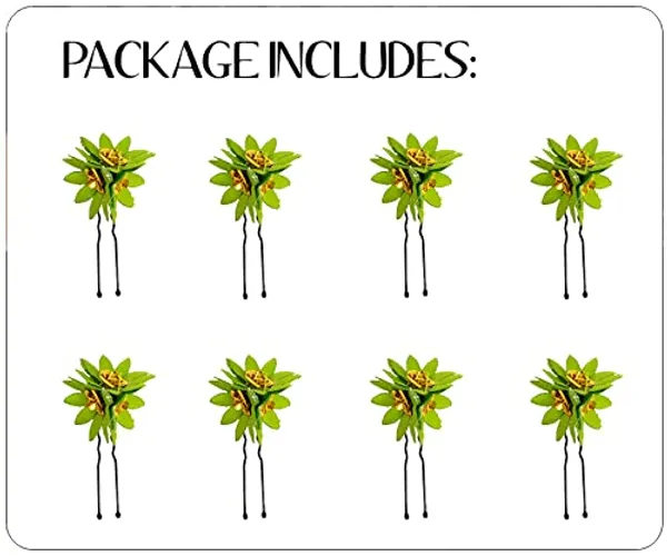Light_Green_Trendy_Stone_Added_Flower_Shaped_Hair_Pin_(14_X_8_X_1_Cm)