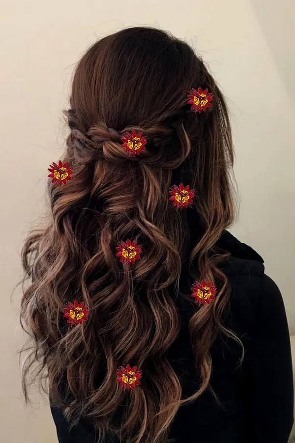 Maroon_Trendy_Stone_Added_Flower_Shaped_Hair_Pin_(14_X_8_X_1_Cm)