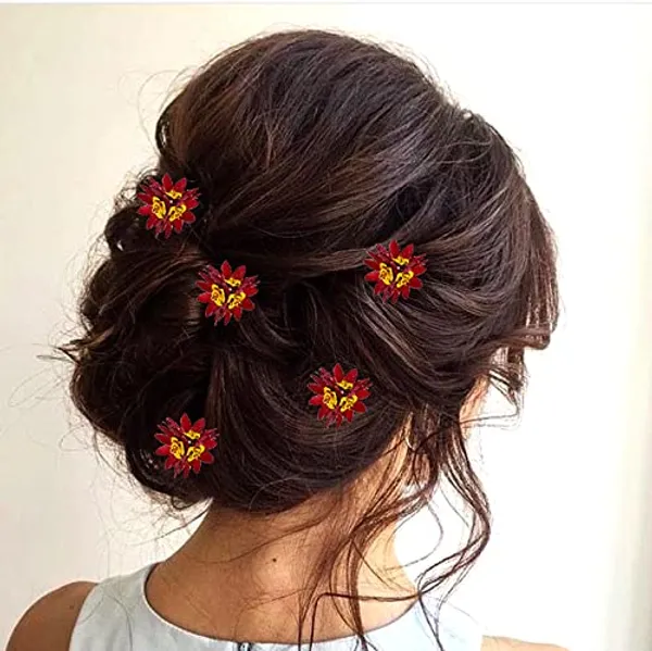 Maroon_Trendy_Stone_Added_Flower_Shaped_Hair_Pin_(14_X_8_X_1_Cm)
