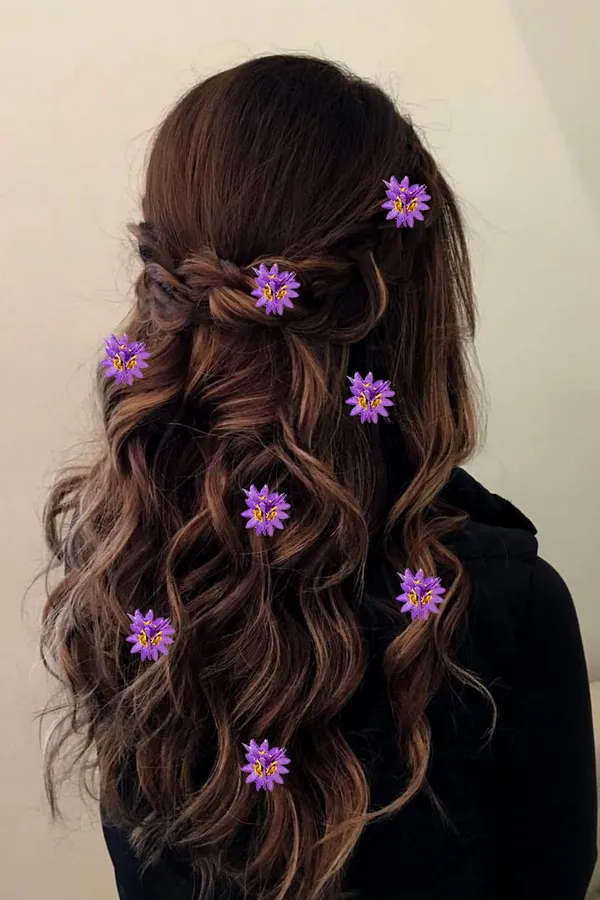 Mauve_Trendy_Stone_Added_Flower_Shaped_Hair_Accessories_(14_X_8_X_1_Cm)