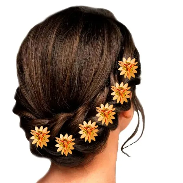 Peach_Trendy_Stone_Added_Flower_Shaped_Hair_Accessories_(14_X_8_X_1_Cm)