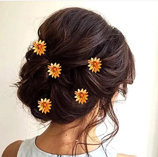 Peach_Trendy_Stone_Added_Flower_Shaped_Hair_Accessories_(14_X_8_X_1_Cm)