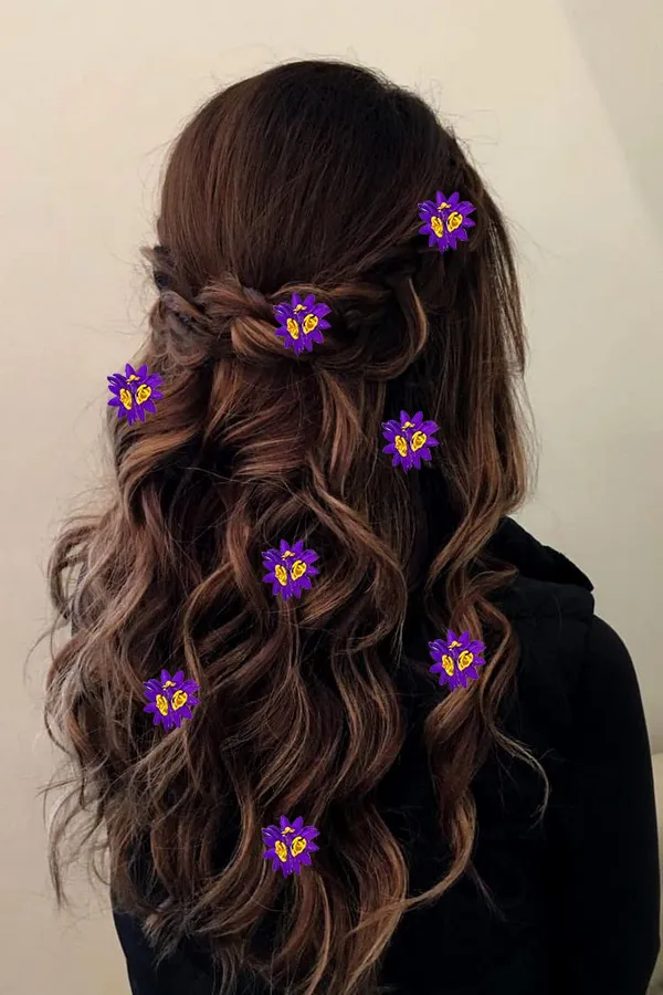 Purple_Trendy_Stone_Added_Flower_Shaped_Hair_Accessories_(14_X_8_X_1_Cm)