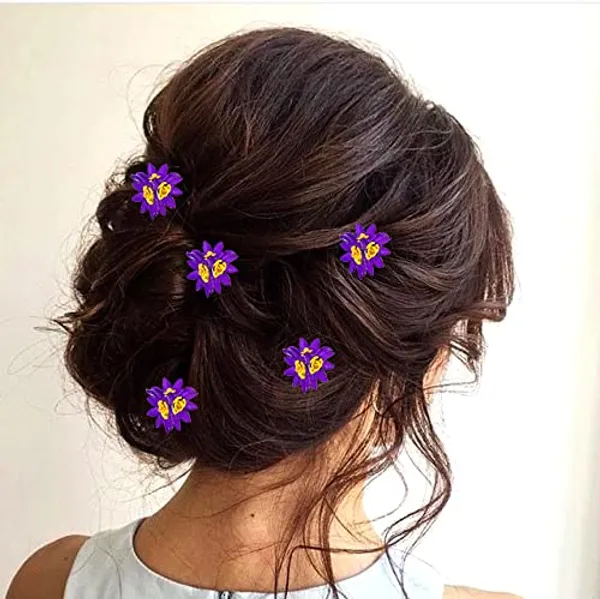 Purple_Trendy_Stone_Added_Flower_Shaped_Hair_Accessories_(14_X_8_X_1_Cm)