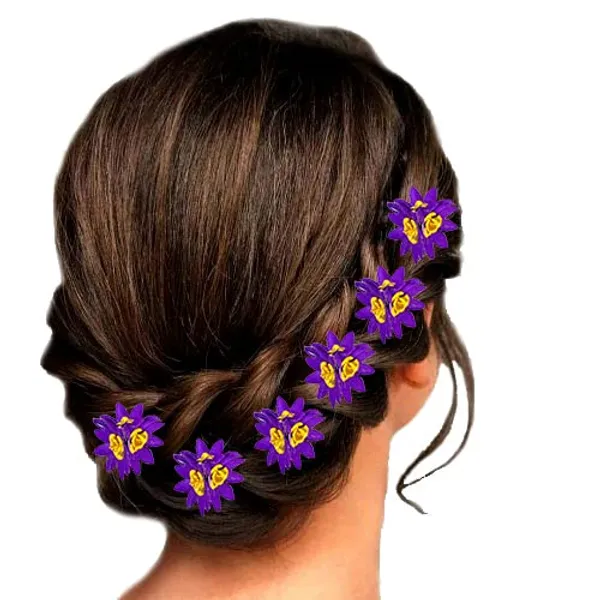 Purple_Trendy_Stone_Added_Flower_Shaped_Hair_Accessories_(14_X_8_X_1_Cm)