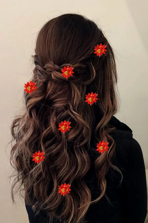 Red_Trendy_Stone_Added_Flower_Shaped_Hair_Accessories_(14_X_8_X_1_Cm)