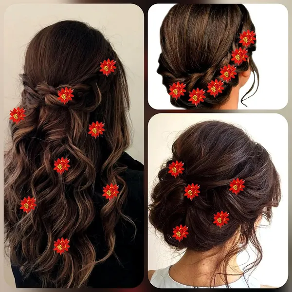 Red_Trendy_Stone_Added_Flower_Shaped_Hair_Accessories_(14_X_8_X_1_Cm)