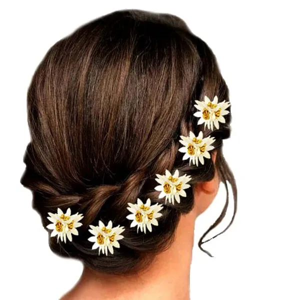 White_Trendy_Stone_Added_Flower_Shaped_Hair_Accessories_(14_X_8_X_1_Cm)