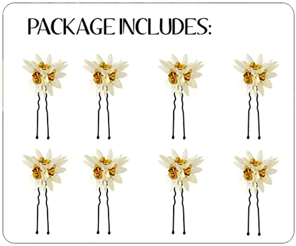 White_Trendy_Stone_Added_Flower_Shaped_Hair_Accessories_(14_X_8_X_1_Cm)