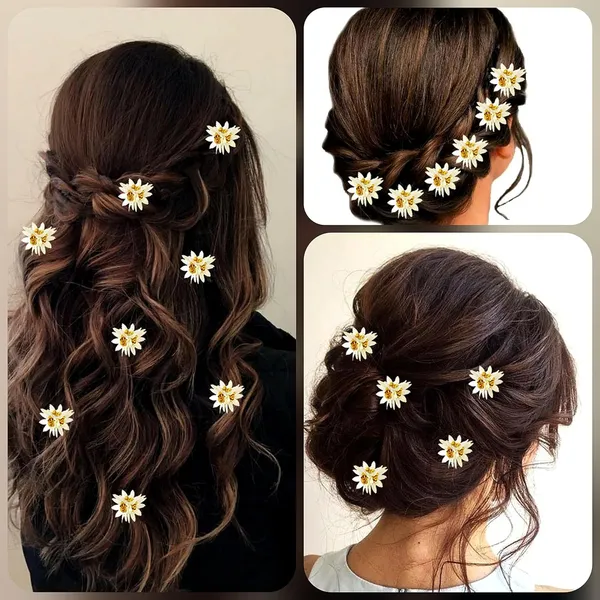 White_Trendy_Stone_Added_Flower_Shaped_Hair_Accessories_(14_X_8_X_1_Cm)