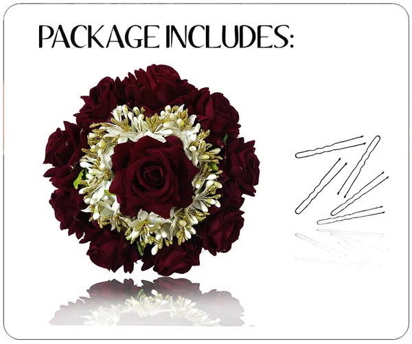 Maroon_Attractive_Artificial_Rounded_Rose_Flower_With_Lily_Wedding_Hair_Accessories_For_Women_&_Girls_(14_X_8_X_4_Cm)