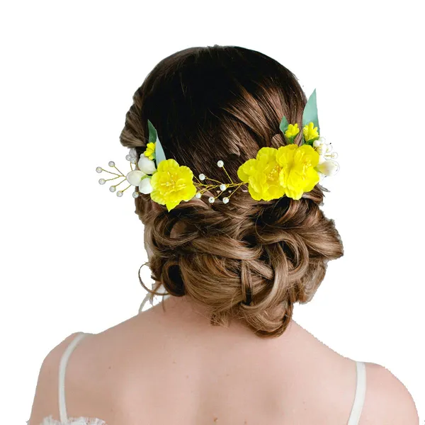 Yellow_Artificial_Floral_Design_Pearl_Hairpin_Accessories_For_Women_&_Girls_(14_X_8_X_1_Cm)