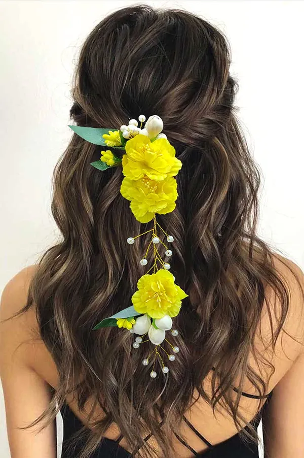 Yellow_Artificial_Floral_Design_Pearl_Hairpin_Accessories_For_Women_&_Girls_(14_X_8_X_1_Cm)