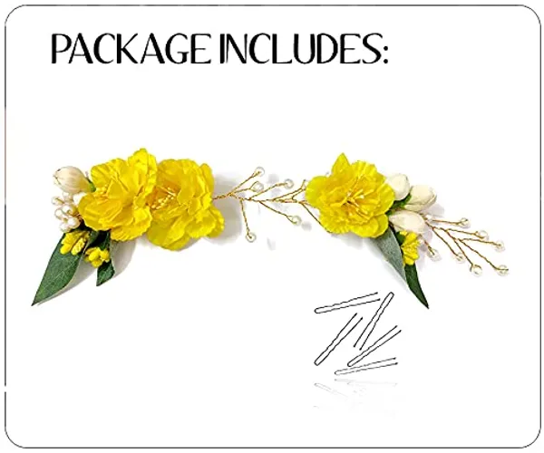 Yellow_Artificial_Floral_Design_Pearl_Hairpin_Accessories_For_Women_&_Girls_(14_X_8_X_1_Cm)