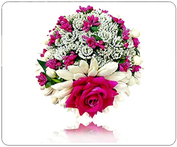 Dark_Pink_Artificial_Rose_Flower_Design_Hairpin_Bridal_Hair_Accessories_(14_X_8_X_1_Cm)