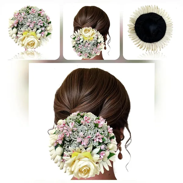 Peach_Artificial_Rose_Flower_Design_Hairpin_Bridal_Hair_Accessories_(14_X_8_X_1_Cm)
