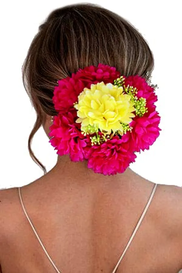 Dark_Pink_Artificial_Dahlia_Flower_Gajra_Hairpin_|_Bridal_Hair_Bun_Cover_Accessories_For_Women_(14_X_8_X_1_Cm)