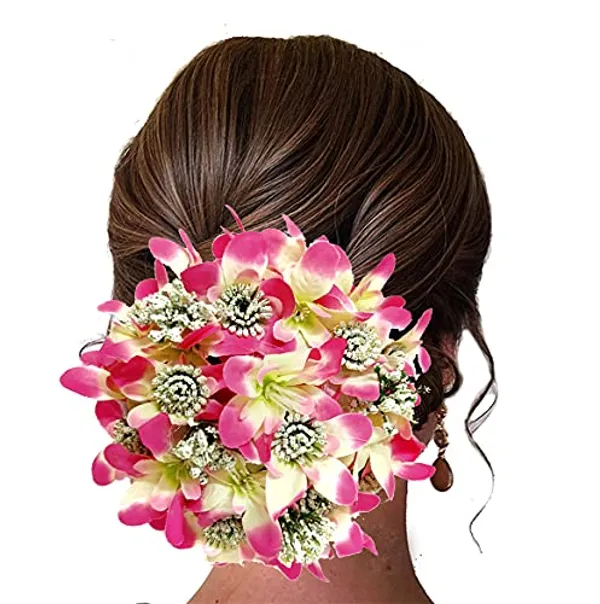 Baby_Pink_Artificial_Glossy_Lily_Flower_Design_Rounded_Gajra_Hair_Accessories_For_Women_&_Girls_(14_X_8_X_1_Cm)