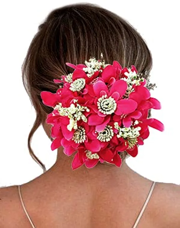 Dark_Pink_Artificial_Glossy_Lily_Flower_Design_Rounded_Gajra_Hair_Accessories_For_Women_&_Girls_(14_X_8_X_1_Cm)