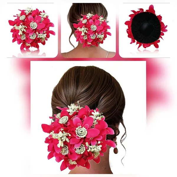 Dark_Pink_Artificial_Glossy_Lily_Flower_Design_Rounded_Gajra_Hair_Accessories_For_Women_&_Girls_(14_X_8_X_1_Cm)