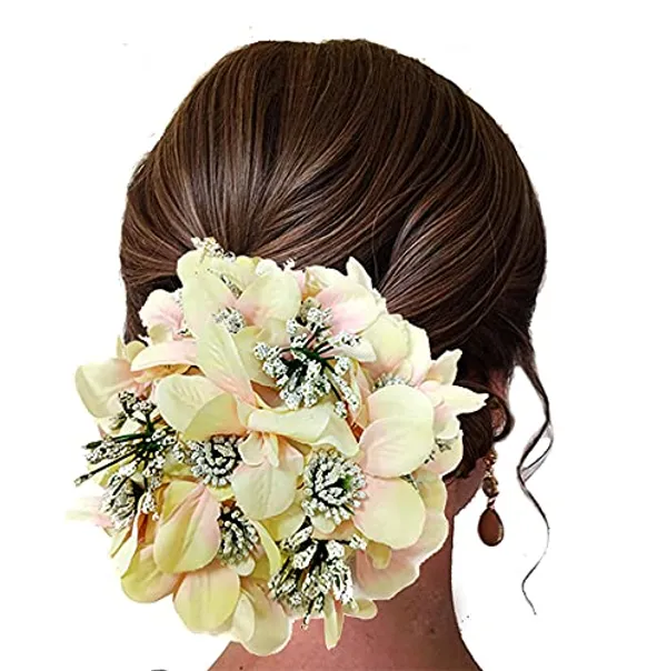 Peach_Artificial_Glossy_Lily_Flower_Design_Rounded_Gajra_Hair_Accessories_For_Women_&_Girls_(14_X_8_X_1_Cm)