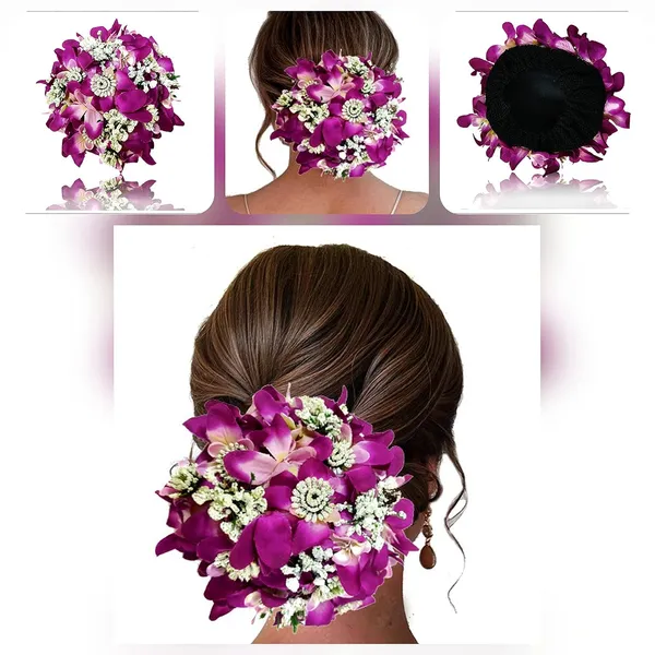 Purple_Artificial_Glossy_Lily_Flower_Design_Rounded_Gajra_Hair_Accessories_For_Women_&_Girls_(14_X_8_X_1_Cm)