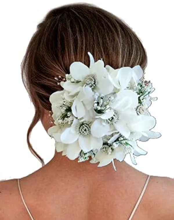 White_Artificial_Glossy_Lily_Flower_Design_Rounded_Gajra_Hair_Accessories_For_Women_&_Girls_(14_X_8_X_1_Cm)