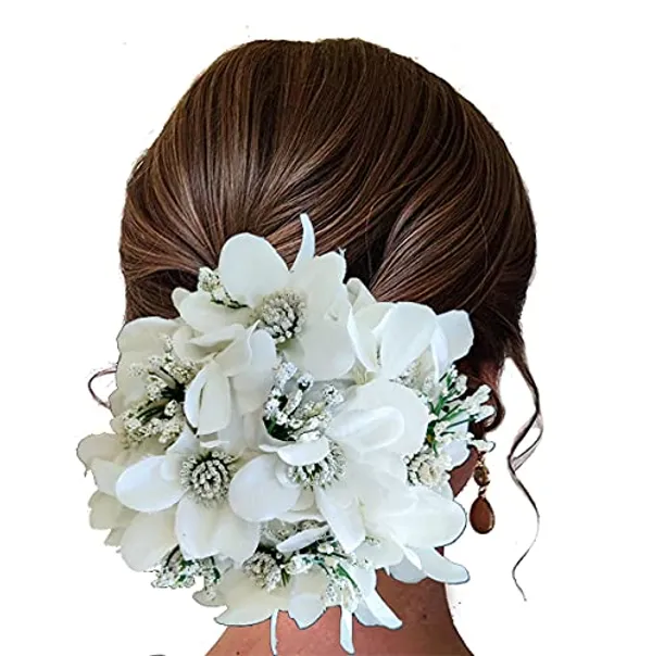 White_Artificial_Glossy_Lily_Flower_Design_Rounded_Gajra_Hair_Accessories_For_Women_&_Girls_(14_X_8_X_1_Cm)