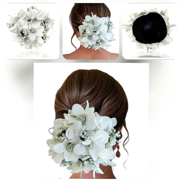 White_Artificial_Glossy_Lily_Flower_Design_Rounded_Gajra_Hair_Accessories_For_Women_&_Girls_(14_X_8_X_1_Cm)