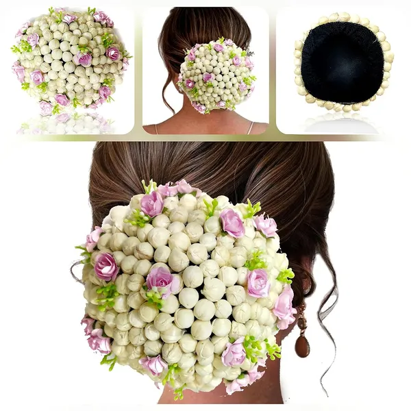 Baby_Pink_Artificial_Mogra_With_Rose_Flower_Design_Rounded_Hairpin_For_Women_&_Girls_(14_X_8_X_1_Cm)