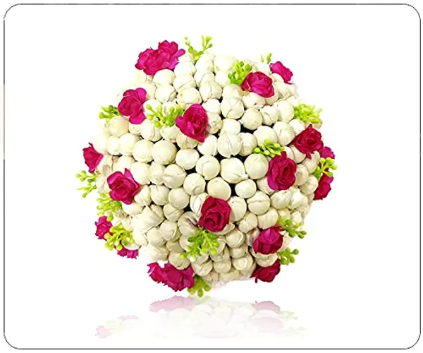 Dark_Pink_Artificial_Mogra_With_Rose_Flower_Design_Rounded_Hairpin_For_Women_&_Girls_(14_X_8_X_1_Cm)