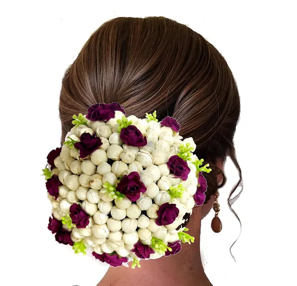 Maroon_Artificial_Mogra_With_Rose_Flower_Design_Rounded_Hairpin_For_Women_&_Girls_(14_X_8_X_1_Cm)