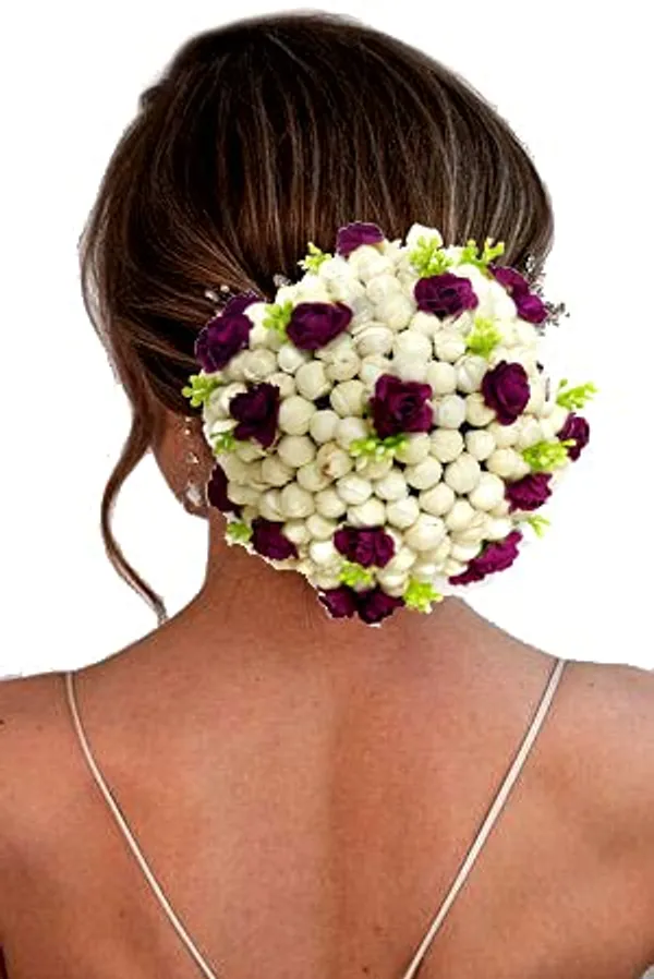 Maroon_Artificial_Mogra_With_Rose_Flower_Design_Rounded_Hairpin_For_Women_&_Girls_(14_X_8_X_1_Cm)
