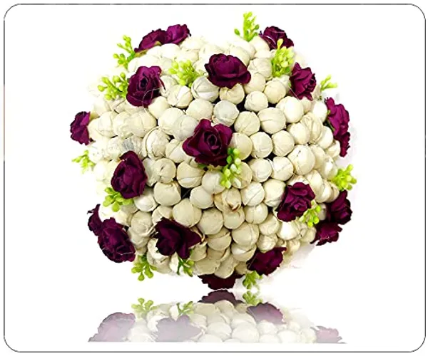 Maroon_Artificial_Mogra_With_Rose_Flower_Design_Rounded_Hairpin_For_Women_&_Girls_(14_X_8_X_1_Cm)