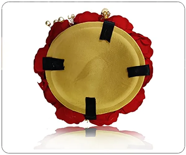 Red_Artificial_Roses_With_Golden_Pearl_And_Mogra_Pollen_Gajra_Hairpin_Accessories_For_Women_&_Girls_(14_X_8_X_1_Cm)