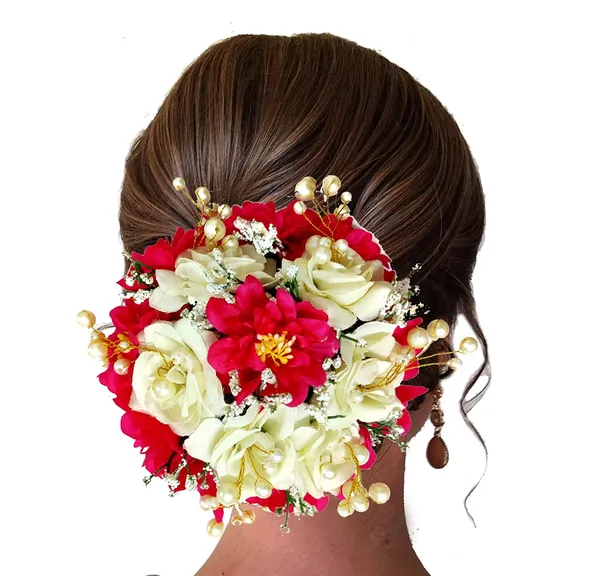Dark_Pink_Artificial_Rose_Flowers_Pearl_Hairpin_Accessories_For_Women_&_Girls_(14_X_8_X_1_Cm)