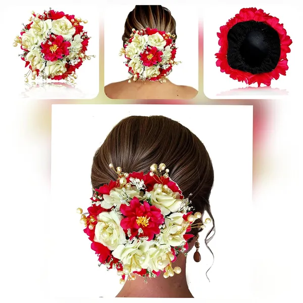 Dark_Pink_Artificial_Rose_Flowers_Pearl_Hairpin_Accessories_For_Women_&_Girls_(14_X_8_X_1_Cm)