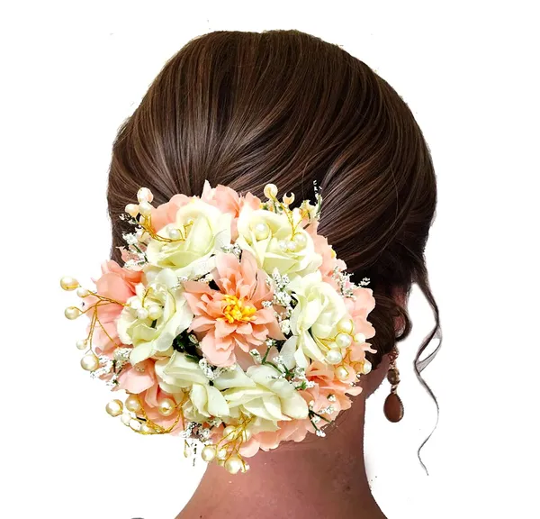 Peach_Artificial_Rose_Flowers_Pearl_Hairpin_Accessories_For_Women_&_Girls_(14_X_8_X_1_Cm)